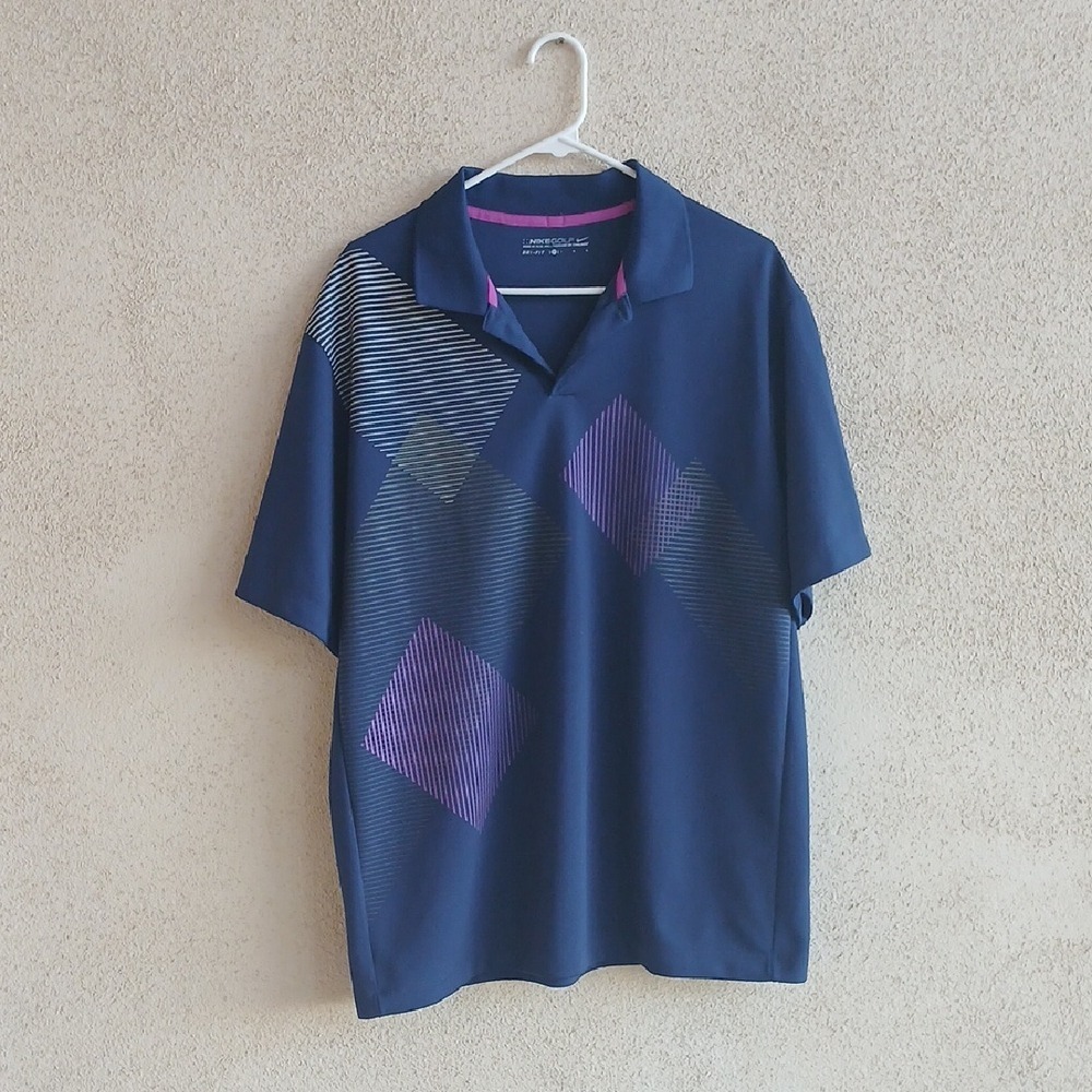 Make Offer! Nike Blue and Purple Polo Shirt Classic Design
